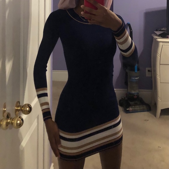 Stripped mini sweater dress - Picture 1 of 2